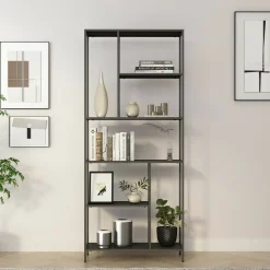 Librerie > Dmora Libreria rialzata da terra ardesia 80x188h cm - Cenadi Grigio Ardesia