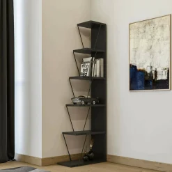 Librerie|Ufficio > Dmora Libreria 5 ripiani antracite e nera 50x150h cm - Erminia Nero, Nero Antracite