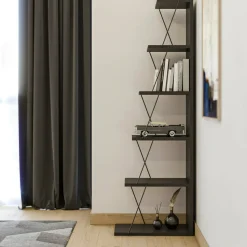 Librerie|Ufficio > Dmora Libreria 5 ripiani antracite e nera 50x150h cm - Erminia Nero, Nero Antracite