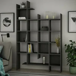 Libreria 18 ripiani antracite 122x188h cm - Achela