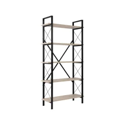 Librerie > Dmora Libreria 5 ripiani beige e nera 90x180h cm - Suriel Nero, Beige