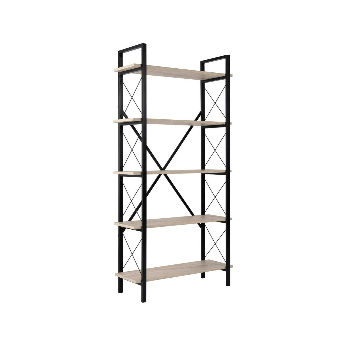 Librerie > Dmora Libreria 5 ripiani beige e nera 90x180h cm - Suriel Nero, Beige