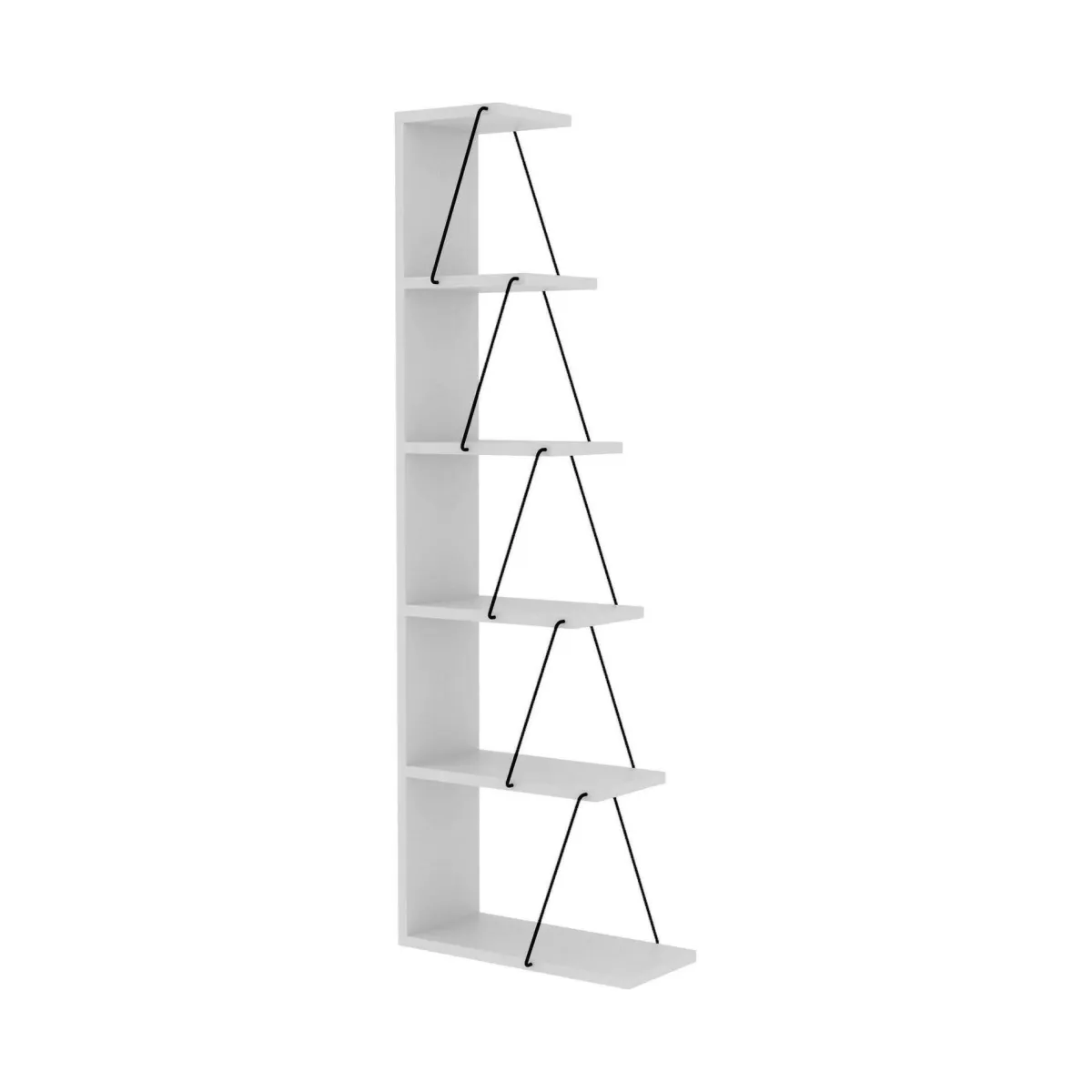 Librerie|Ufficio > Dmora Libreria 5 ripiani bianca e nera 50x150h cm - Erminia Nero, Bianco