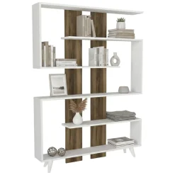 Libreria 5 ripiani bianca e noce 120x162h cm - Spodumene