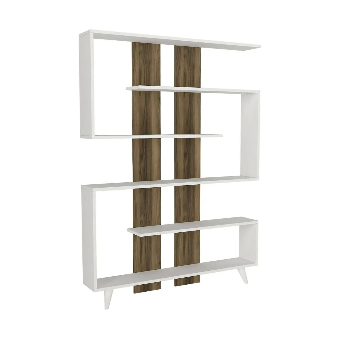 Libreria 5 ripiani bianca e noce 120x162h cm - Spodumene