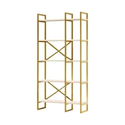 Libreria 5 ripiani bianca e oro 87x175h cm - Isla