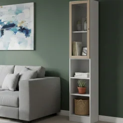 Librerie > Dmora Libreria 4 ripiani bianca e quercia 40x203h cm - Greg Marrone, Bianco Quercia