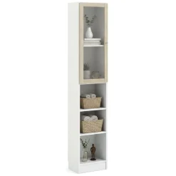 Librerie > Dmora Libreria 4 ripiani bianca e quercia 40x203h cm - Greg Marrone, Bianco Quercia
