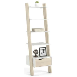 Libreria 4 ripiani bianca e quercia 55x180h cm - Acascia