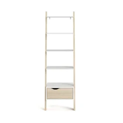Libreria 4 ripiani bianca e quercia 55x180h cm - Acascia