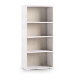 Libreria 3 ripiani bianca e rovere 60x130h cm - Aky
