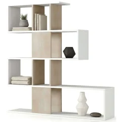 Librerie|Ufficio > Dmora Libreria 4 ripiani bianca e rovere 145x145h cm - Allison Marrone, Bianco Rovere
