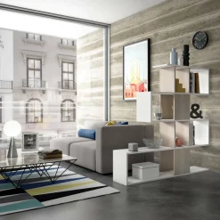 Librerie|Ufficio > Dmora Libreria 4 ripiani bianca e rovere 145x145h cm - Allison Marrone, Bianco Rovere