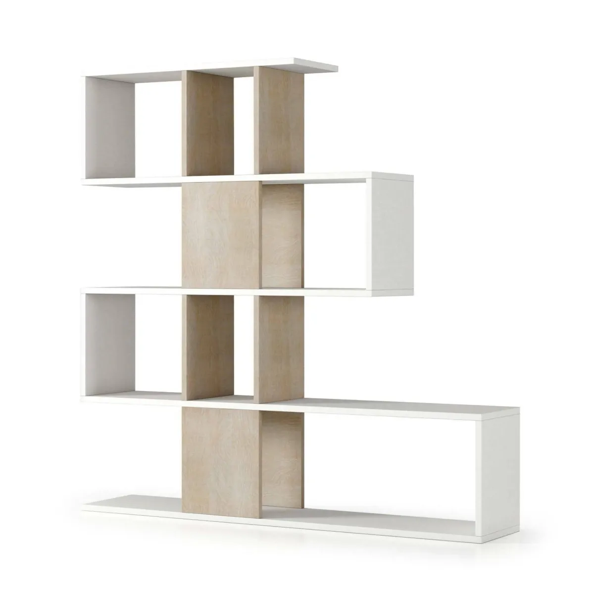 Librerie|Ufficio > Dmora Libreria 4 ripiani bianca e rovere 145x145h cm - Allison Marrone, Bianco Rovere