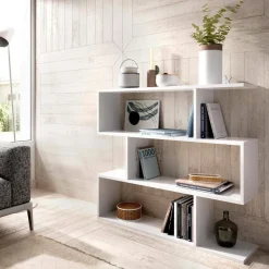 Librerie|Ufficio > Dmora Libreria 3 ripiani bianca lucida 110x96h cm - Acsidol Bianco Lucido