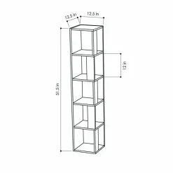 Libreria 4 ripiani bianca 34x161h cm - Herman
