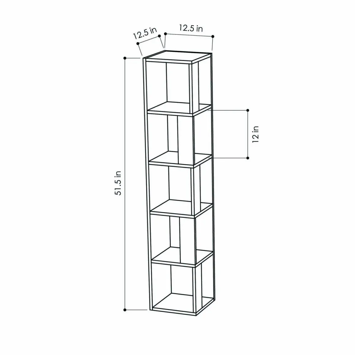 Libreria 4 ripiani bianca 34x161h cm - Herman