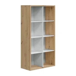 Librerie|Ufficio > Dmora Libreria 6 ripiani legno e bianca 71x137h cm - Alliers Bianco, Marrone Rovere Nodi