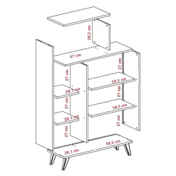 Libreria 5 ripiani noce e gialla 90x132h cm - Agni