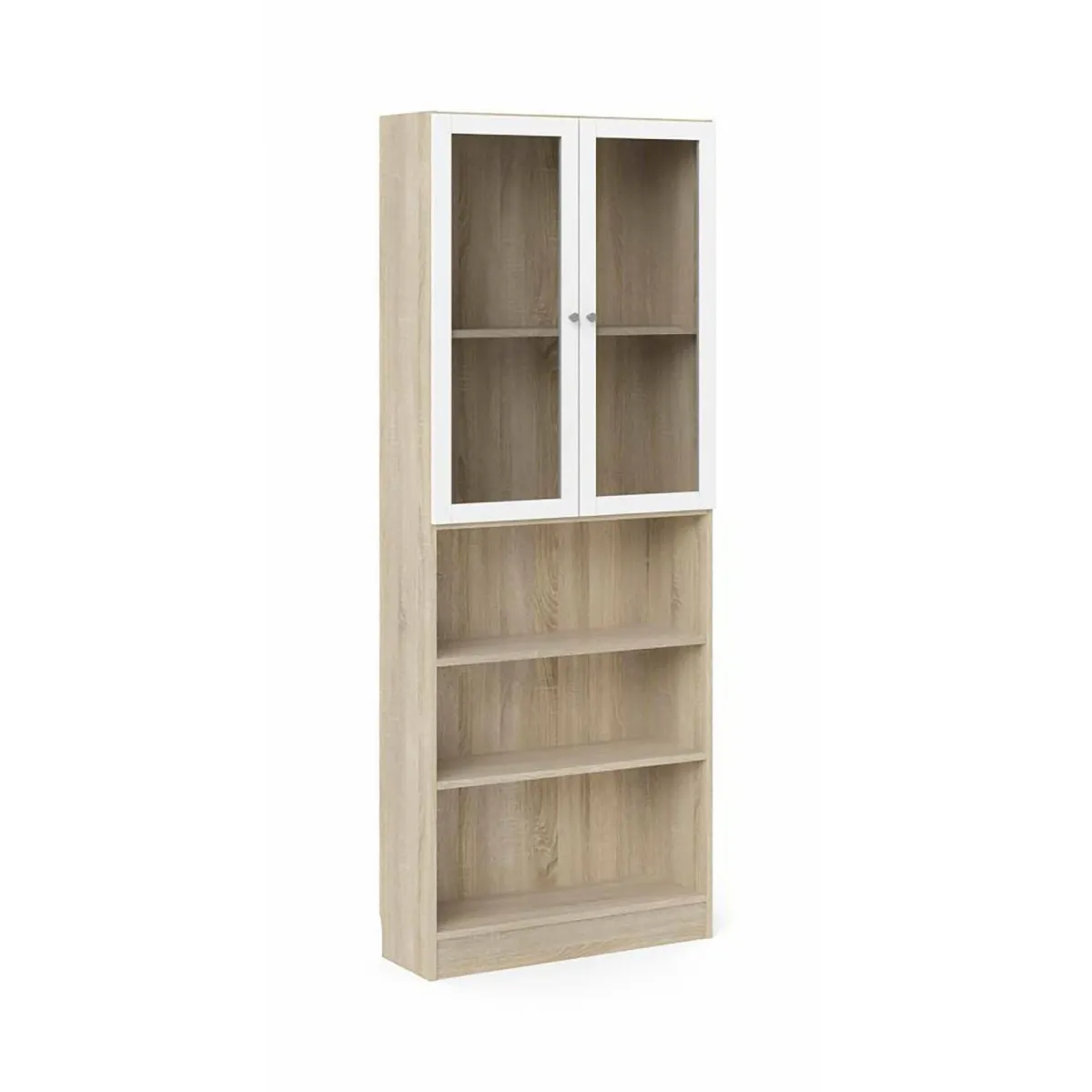 Librerie > Dmora Libreria 3 ripiani quercia e bianca 79x203h cm - Chedeng Bianco, Marrone Quercia