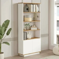 Librerie|Ufficio > Dmora Libreria 4 ripiani quercia e bianca 75x168h cm - Achromic Bianco, Marrone Quercia