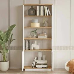 Librerie|Ufficio > Dmora Libreria 4 ripiani quercia e bianca 75x168h cm - Achromic Bianco, Marrone Quercia