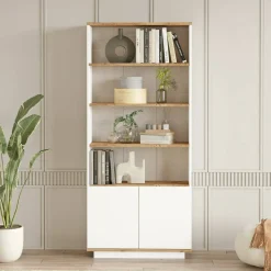 Librerie|Ufficio > Dmora Libreria 4 ripiani quercia e bianca 75x168h cm - Achromic Bianco, Marrone Quercia