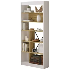 Librerie > Dmora Libreria 5 ripiani quercia e bianca 75x170h cm - Emong Bianco, Marrone Quercia