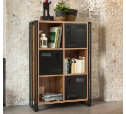 Libreria 4 ripiani quercia e nera 89x127h cm - Ercolina