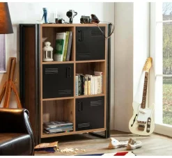 Libreria 4 ripiani quercia e nera 89x127h cm - Ercolina