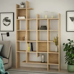 Librerie|Ufficio > Dmora Libreria 18 ripiani quercia 122x188h cm - Achela Marrone Quercia