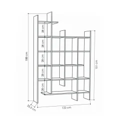 Librerie|Ufficio > Dmora Libreria 18 ripiani quercia 122x188h cm - Achela Marrone Quercia