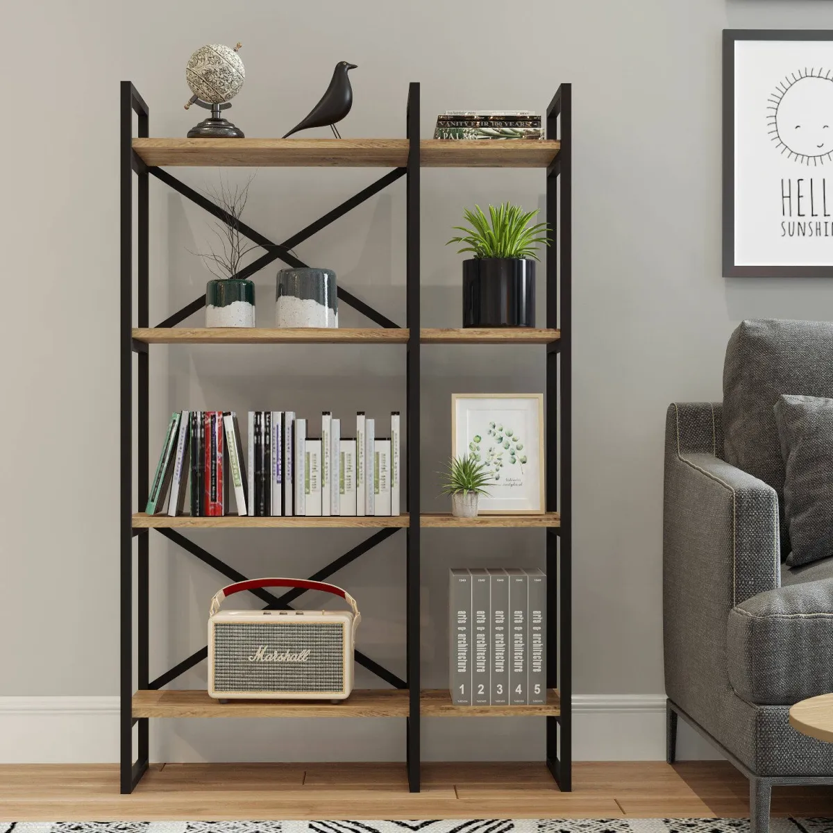 Librerie > Dmora Libreria 4 ripiani quercia 87x138h cm - Desire Marrone Quercia