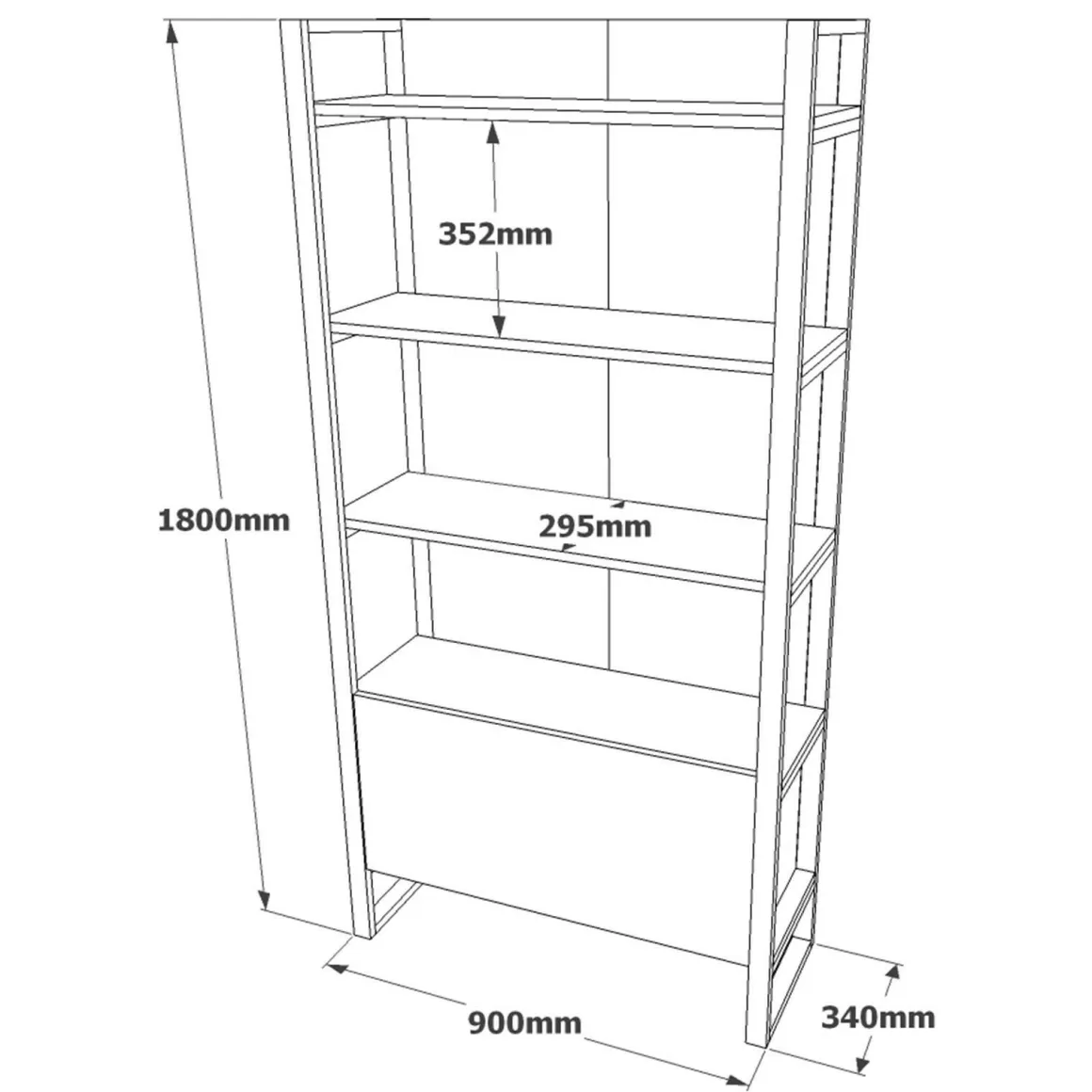 Libreria 4 ripiani quercia 90x180h cm - Georges