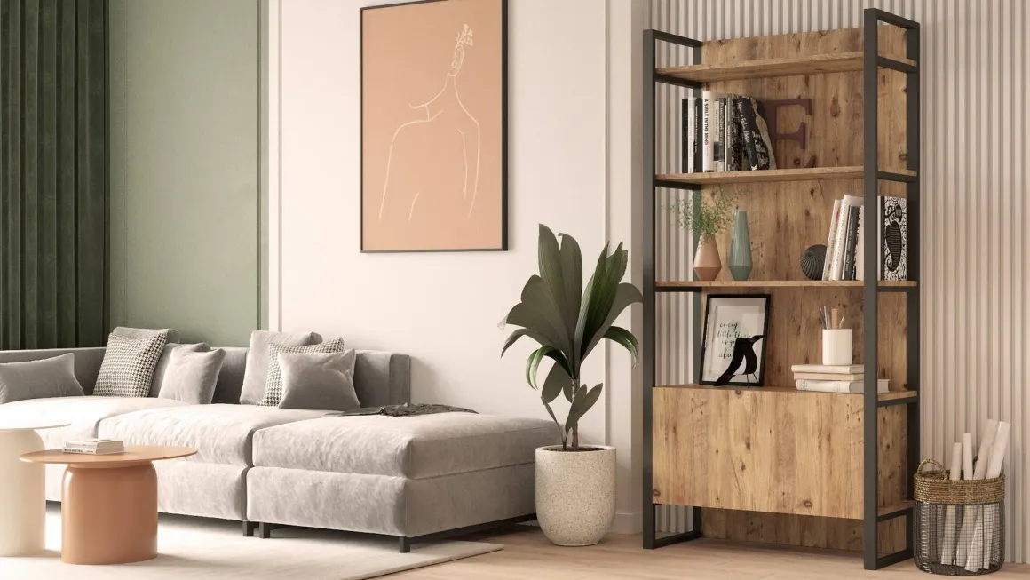 Libreria 4 ripiani quercia 90x180h cm - Georges