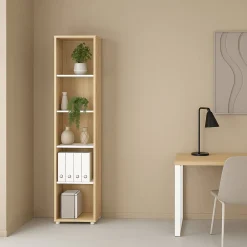 Libreria 4 ripiani rovere e bianca 40x204h cm - Baaz