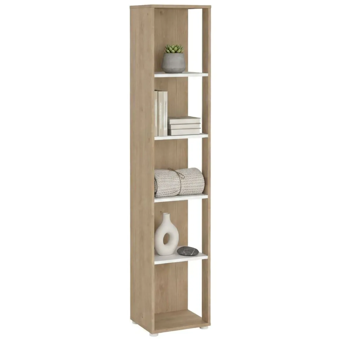 Libreria 4 ripiani rovere e bianca 40x204h cm - Baaz