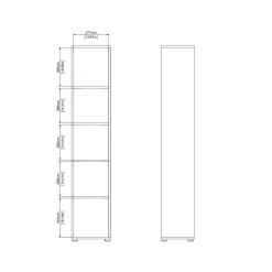 Libreria 4 ripiani rovere e bianca 40x204h cm - Baaz