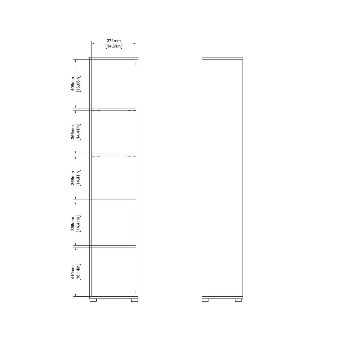 Libreria 4 ripiani rovere e bianca 40x204h cm - Baaz