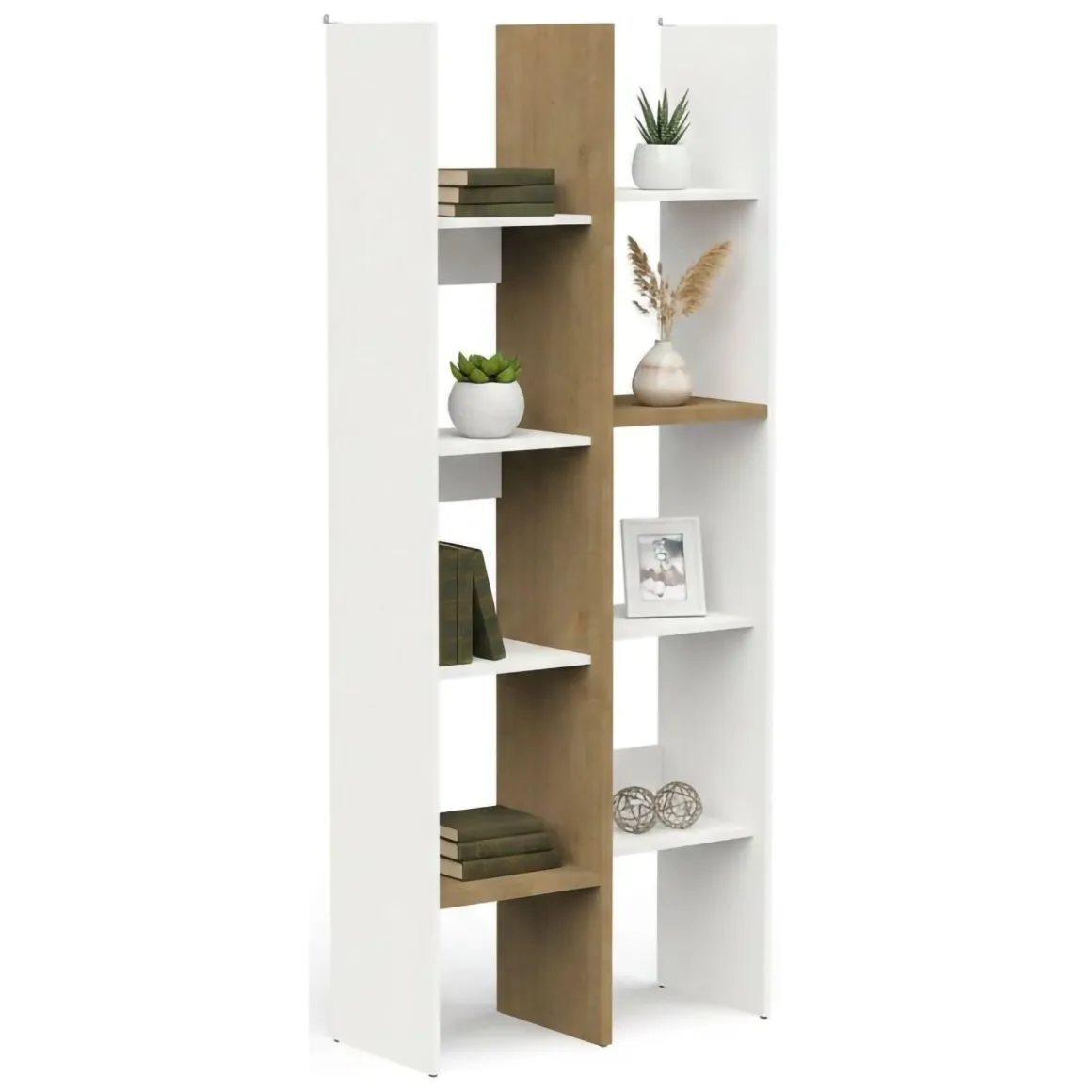 Libreria 8 ripiani rovere e bianca 75x183h cm - Badia
