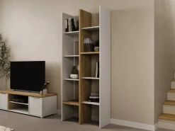 Libreria 8 ripiani rovere e bianca 75x183h cm - Badia