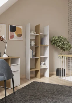 Libreria 8 ripiani rovere e bianca 75x183h cm - Badia