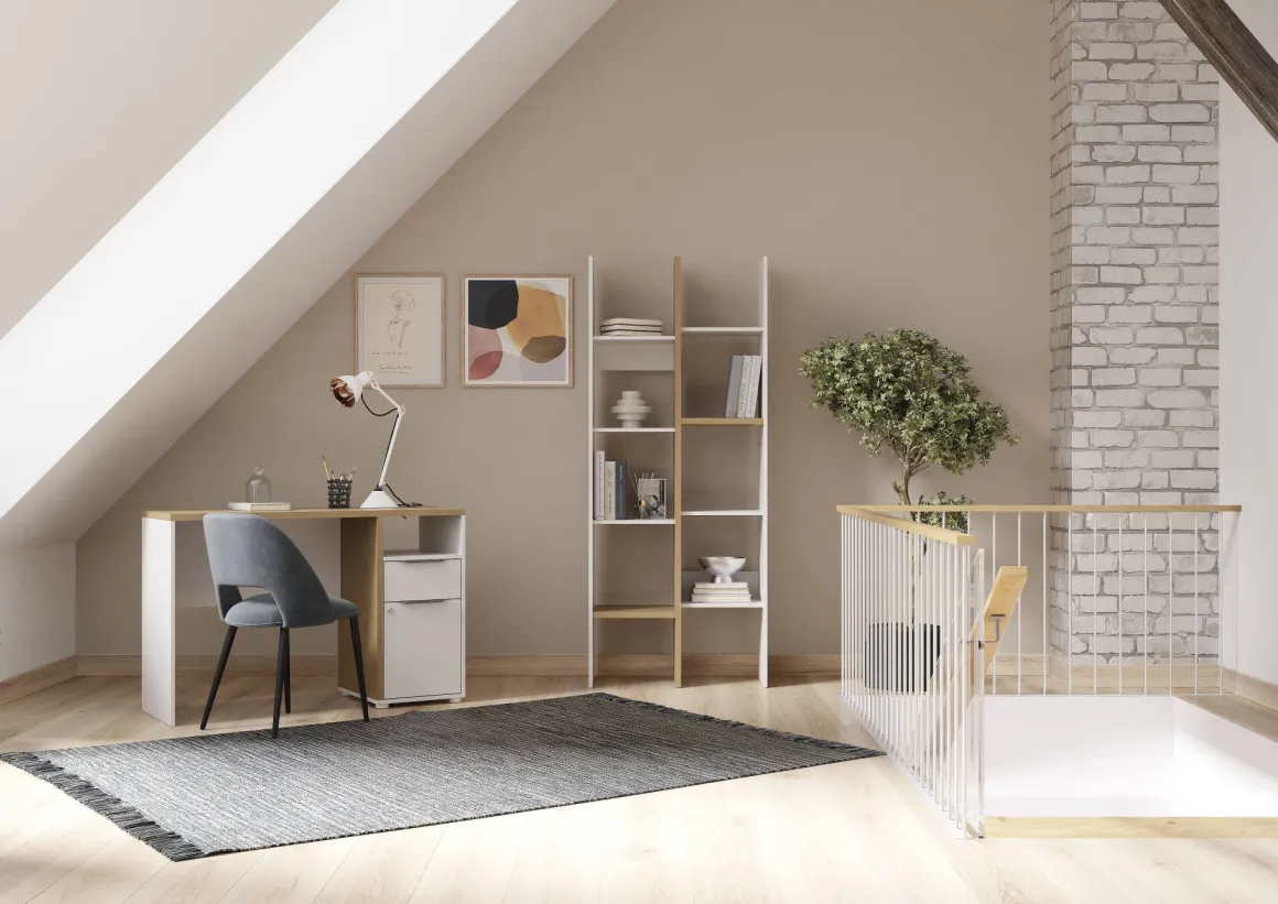 Libreria 8 ripiani rovere e bianca 75x183h cm - Badia