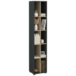 Librerie > Dmora Libreria 4 ripiani rovere e grigia 40x204h cm - Erevan Grigio, Marrone Rovere