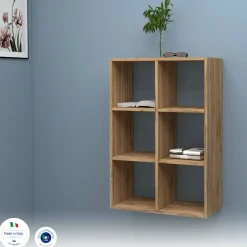Librerie|Ufficio > Dmora Libreria 4 ripiani rovere 90x90h cm - Acquaro Marrone Rovere