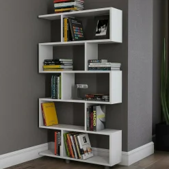 Librerie|Ufficio > Dmora Libreria salvaspazio bianca e cemento 145x145h cm - Aracnidi Grigio, Bianco Cemento