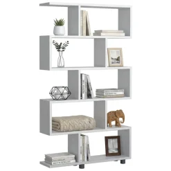 Librerie|Ufficio > Dmora Libreria salvaspazio bianca e cemento 145x145h cm - Aracnidi Grigio, Bianco Cemento