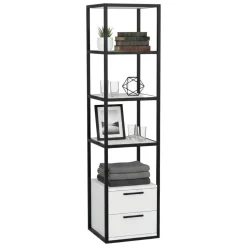 Libreria salvaspazio bianca e nera 39x169h cm - Arsim