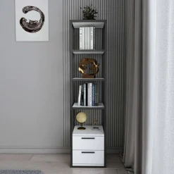 Libreria salvaspazio bianca e nera 39x169h cm - Arsim