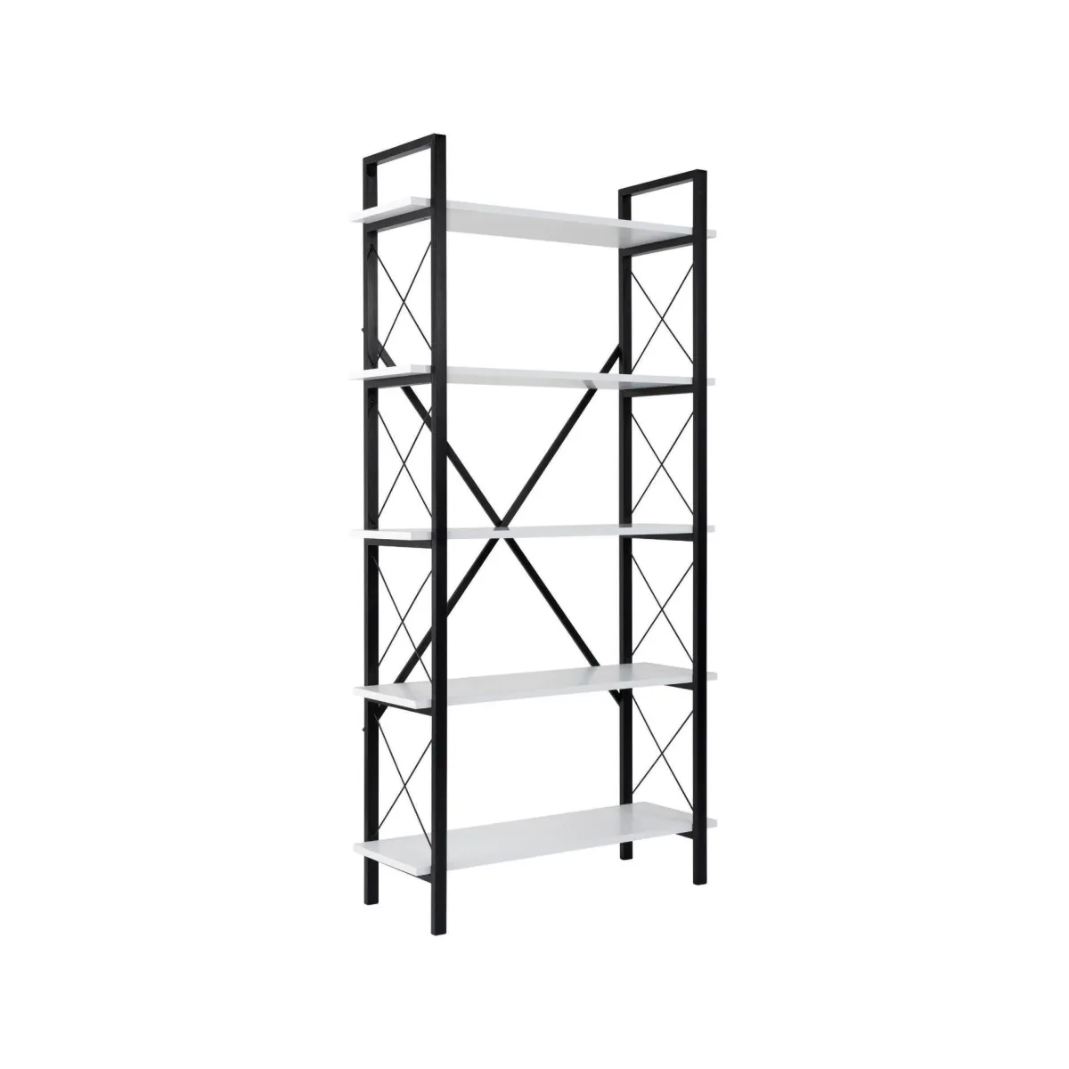 Librerie > Dmora Libreria salvaspazio bianca e nera 90x180h cm - Suriel Nero, Bianco
